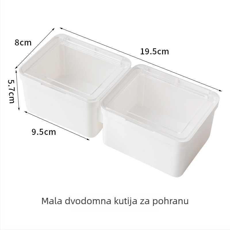Kutija za skladištenje s poklopcem, PP+PS materijal, kapacitet 2L, otporna na prašinu, s pregradama, može se slagati
