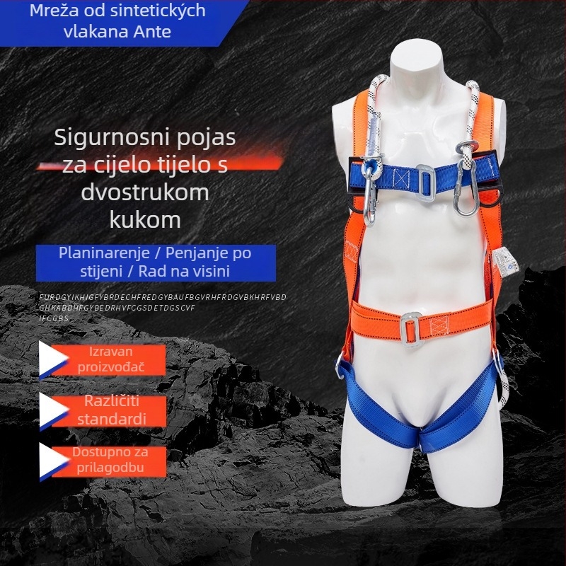 Ante sigurnosni pojas za cijelo tijelo s pet točaka i dvostrukim malim kukama za rad na visinama i vanjsko penjanje