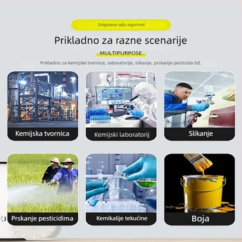 Pregača za kemijsku zaštitu od jednog komada, izrađena od premazanog netkanog materijala, Klasa C, za kemijsku industriju.