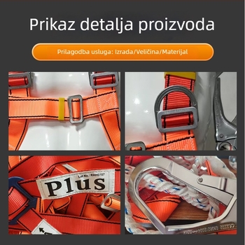5-točkovni sigurnosni pojas za rad na visini, europskog stila, s dvostrukim kukama i amortizirajućom užadi