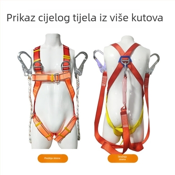 5-točkovni sigurnosni pojas za rad na visini, europskog stila, s dvostrukim kukama i amortizirajućom užadi