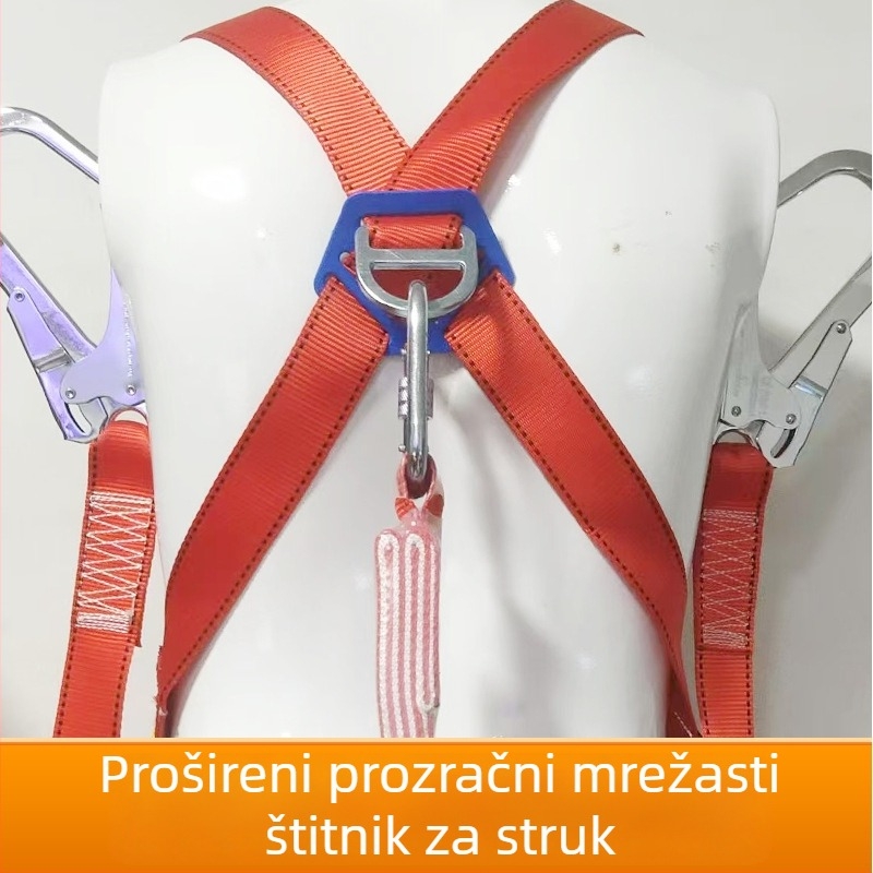 5-točkovni sigurnosni pojas za rad na visini, europskog stila, s dvostrukim kukama i amortizirajućom užadi