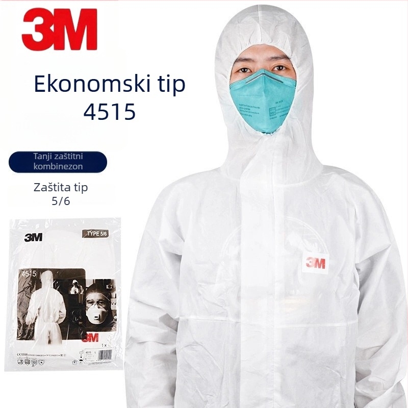 3M4515 Jednodelni zaštitni kombinezon za cijelo tijelo – prozračan, kemijski otporan, antistatičan, otporan na prašinu