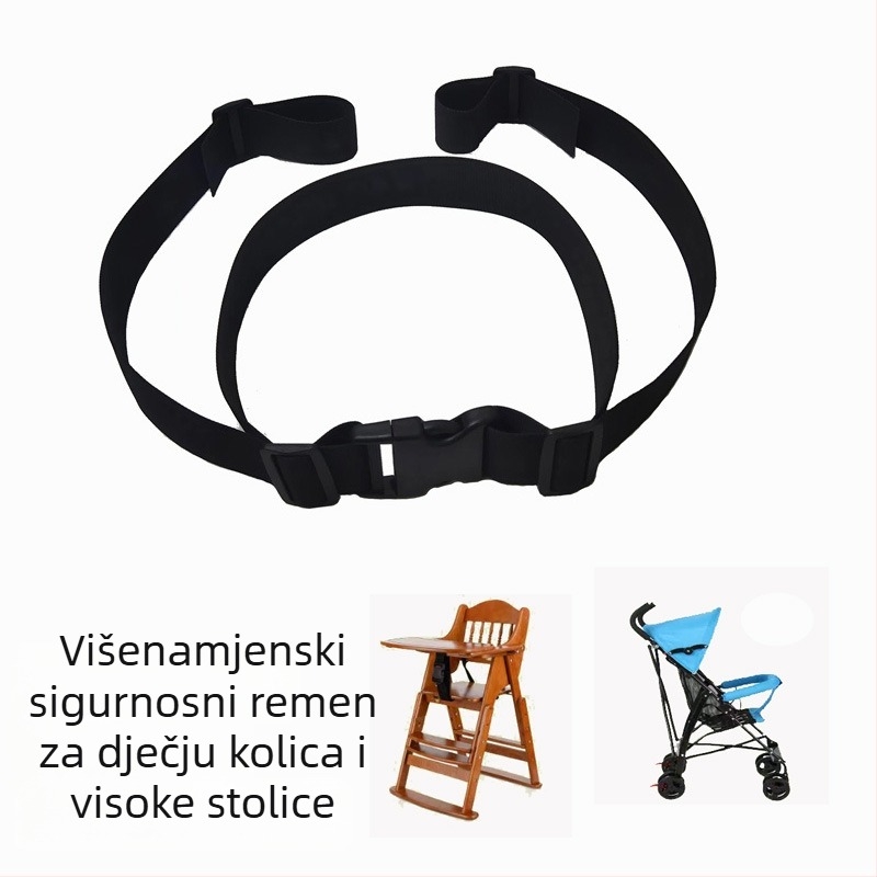 Traka sigurnosni pojas za dječji kolica s unutarnjim prstenom, pojasevi za dječji stol za jelo, sigurnosni pojas protiv pada; poliester; duljina 1.7–1.8 m; nosivost 50–80 kg; širina 2.5/3.8/5.0 cm