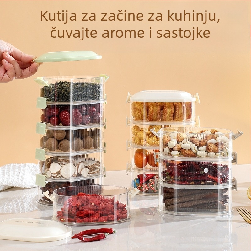 Plastična višeslojna kutija za začine i suho voće, kvadratnog oblika, kapacitet ispod 300 ml, 1–5 slojeva, zatvoreni spremnici za hranu, set od 50 komada
