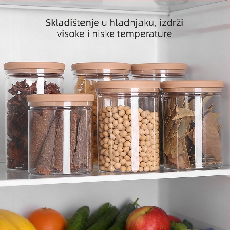 Okrugli plastični spremnik za hranu, otporan na vlagu, cilindričnog oblika, pogodan za mikrovalnu pećnicu