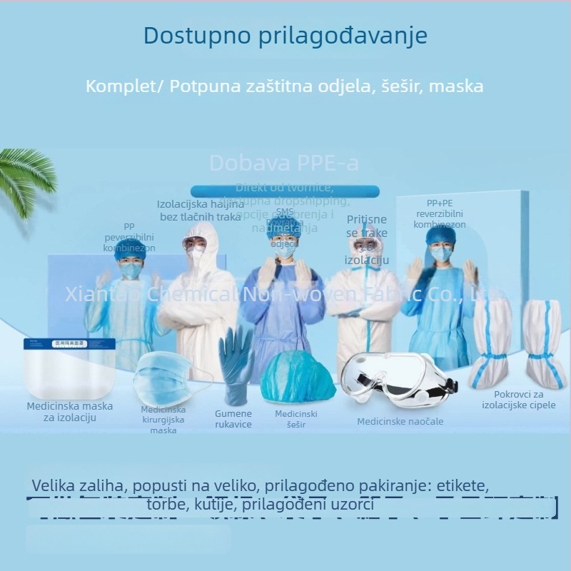 Jednokatni zaštitni kombinezon, PP+PE, kemijski otporan, 260–330 g, s nogama ili bez njih, sigurnosna zaštita u ribarstvu i uzgoju svinja