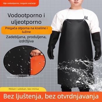 Industrijska crna kecelja, otporna na kiseline i lužine, vodootporna i otporna na kemijsku koroziju, debela i otporna na habanje za laboratorij i kuhinju