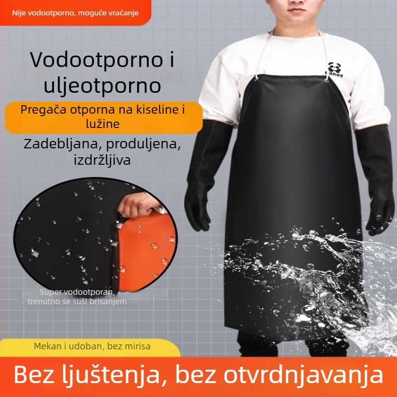 Industrijska crna kecelja, otporna na kiseline i lužine, vodootporna i otporna na kemijsku koroziju, debela i otporna na habanje za laboratorij i kuhinju