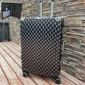 Putni kovčeg s aluminijskim okvirom, velik kapacitet, PC materijal, univerzalni kotači, običan kombinacijski zaključak