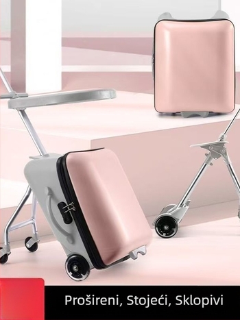 Odvojivi dječji putni kovčeg s funkcijom sjedenja, unisex, univerzalni kotači, težina oko 3–5 kg