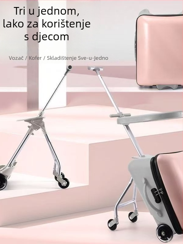 Odvojivi dječji putni kovčeg s funkcijom sjedenja, unisex, univerzalni kotači, težina oko 3–5 kg