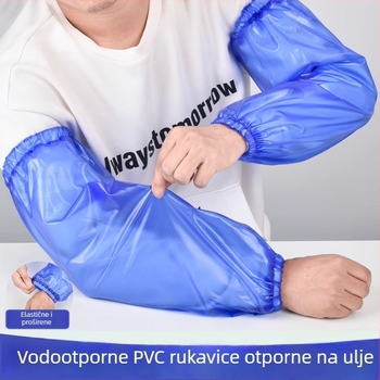 Plave PVC vodootporne rukave sa širokim elastičnim završetkom, ojačane, otporne na prljavštinu i ulja, za prehrambenu industriju