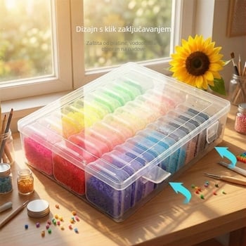 Kutija za skladištenje nakita, plastična, podijeljene pregrade, proziran dizajn, kapacitet 2,2