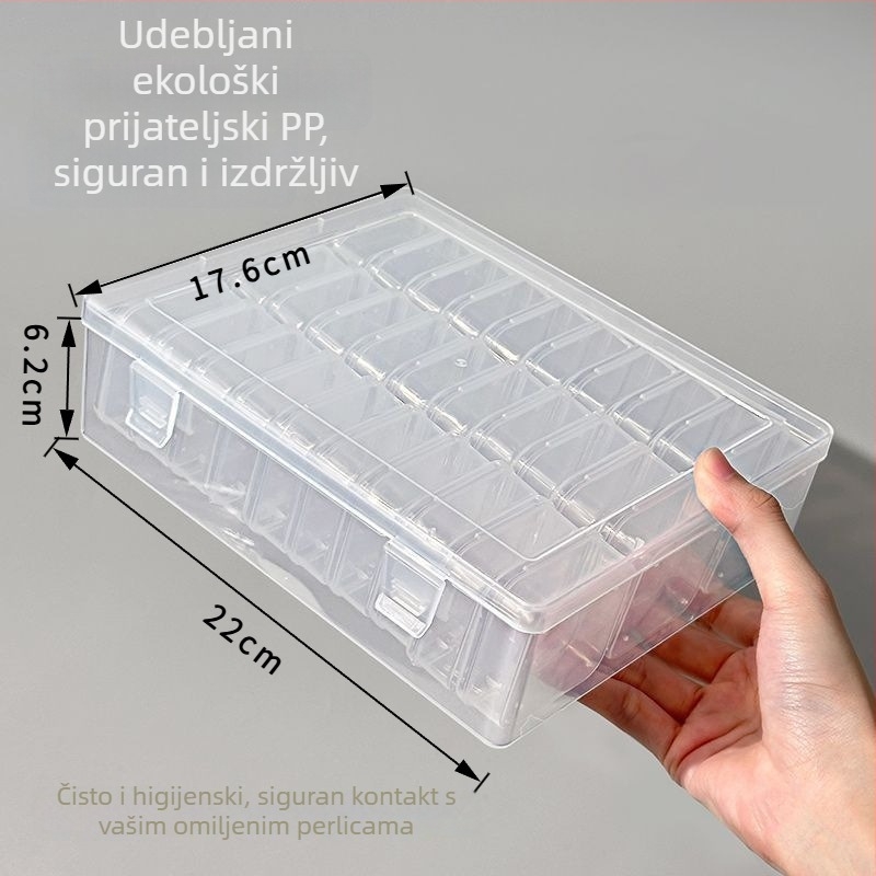 Kutija za skladištenje nakita, plastična, podijeljene pregrade, proziran dizajn, kapacitet 2,2