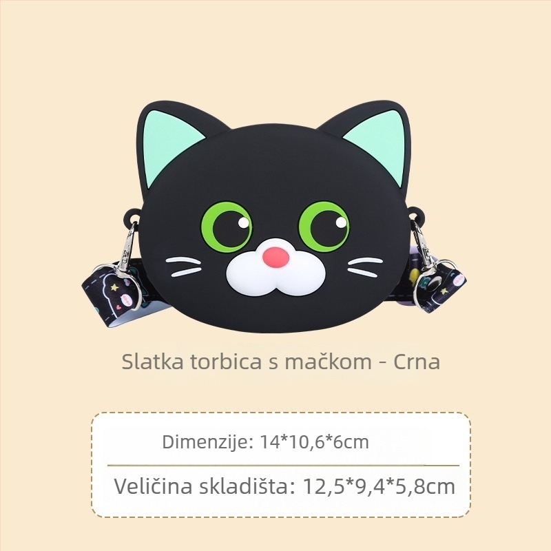 Dječja silikon torbica crossbody s 3D mačkom crtane, gradski jednostavan stil, silikon materijal, svakodnevna upotreba, ljeto 2024