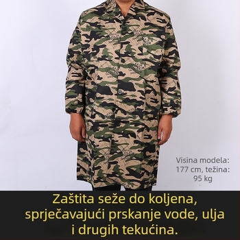 Muški dugi radni kaput u kamuflažnoj boji, produžene duljine, otporan na habanje, topao i otporan na mrlje, zaštitno radno odijelo