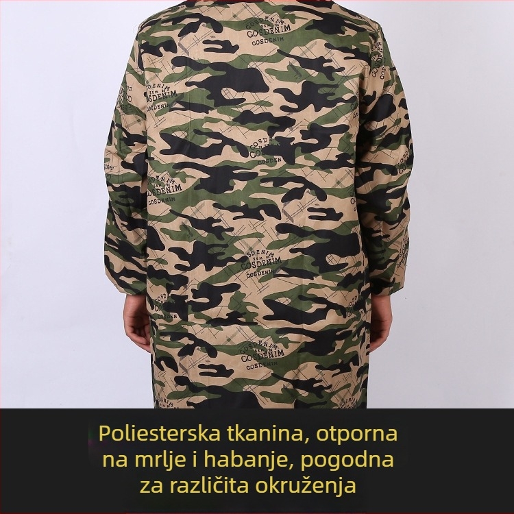 Muški dugi radni kaput u kamuflažnoj boji, produžene duljine, otporan na habanje, topao i otporan na mrlje, zaštitno radno odijelo