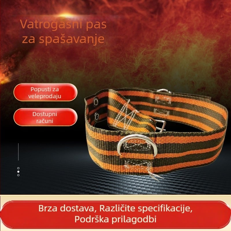 Vatrogasni sigurnosni pojas za spašavanje i evakuaciju s visokih zgrada – Hong Qi, funkcija: bijeg, materijal pojasa: opcije, materijal sigurnosnog užeta: opcije, duljina sigurnosnog užeta: opcije