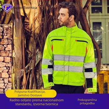 Set radne odjeće s jaknom otporan na plamen i habanje, poliester-pamuk materijal, težina 280, namijenjen petrohemijskoj industriji