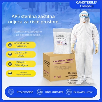 Jednokratni AP5 sterilni kombinezon za čistu sobu, prašno- i vodootporan, prozračan, s odvajanjem topline, za farmaceutska laboratorija