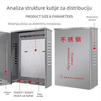 Nerđajući čelična vanjska kutija za distribuciju s nadzorom, vodootporna kutija za opremu