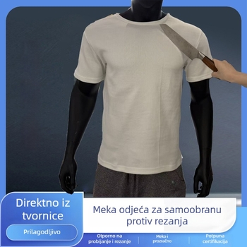 Upravljanje zalihama: dvostruko pleteno, mekano, usko prilagođeno bijelo T-shirt kratkih rukava, razina 5 zaštite od rezanja za službenu obuku