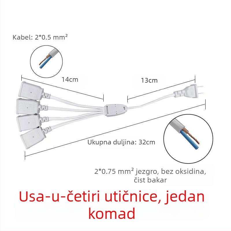 Vodootporna kutija utičnica 220V, razdjelnik 1 na 4 za modem/router