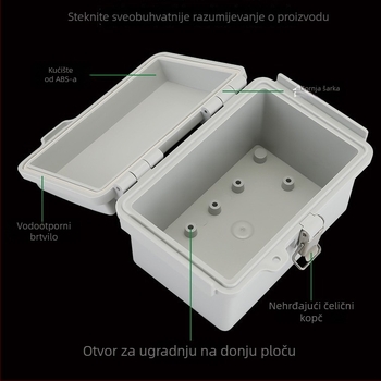 Vanjska plastična vodootporna kutija za razvodnik s 4 kruga, raspored u 1 redu, IP67 zaštita, ABS kućište i PC poklopac, vijčano montiranje
