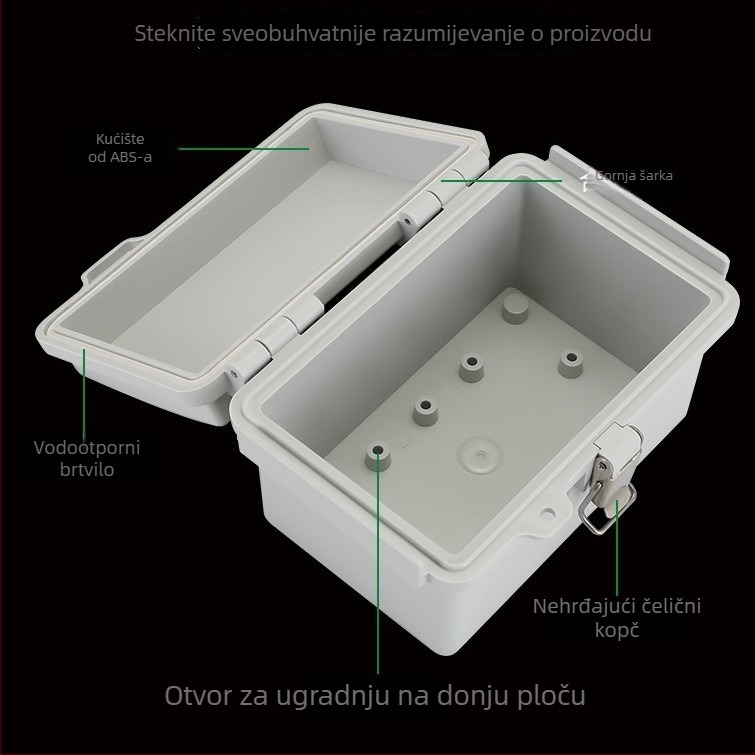 Vanjska plastična vodootporna kutija za razvodnik s 4 kruga, raspored u 1 redu, IP67 zaštita, ABS kućište i PC poklopac, vijčano montiranje