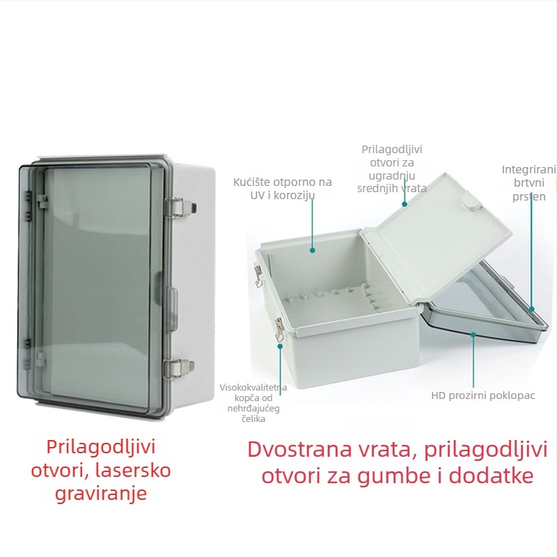 Vanjska plastična vodootporna kutija za razvodnik s 4 kruga, raspored u 1 redu, IP67 zaštita, ABS kućište i PC poklopac, vijčano montiranje