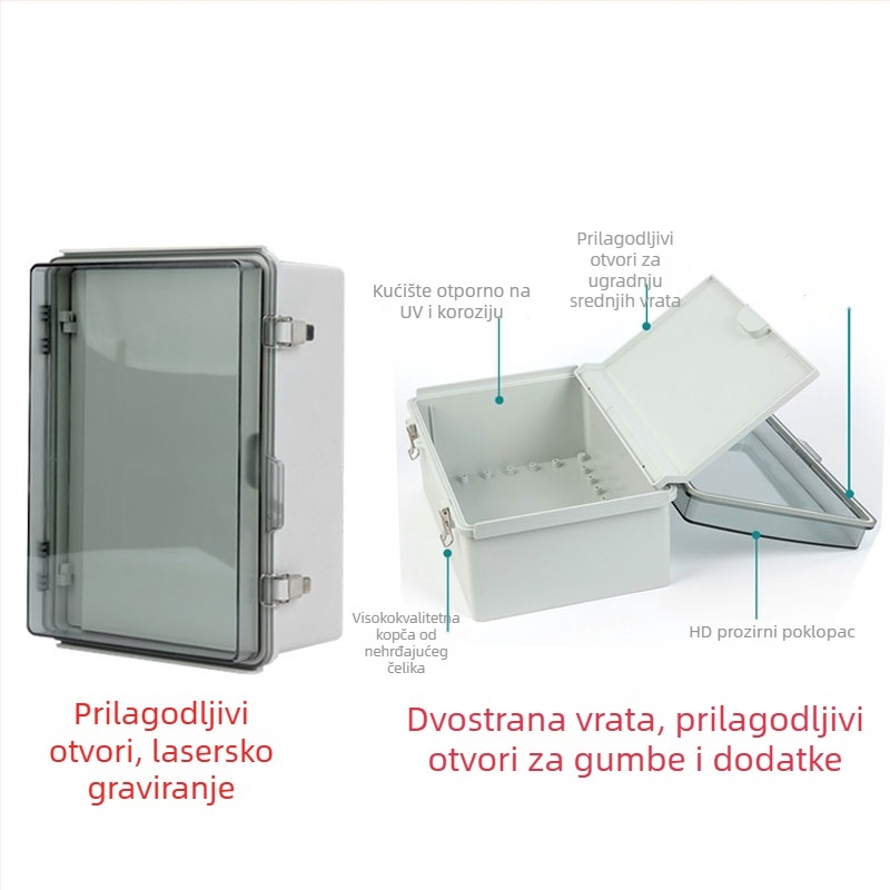 Vanjska plastična vodootporna kutija za razvodnik s 4 kruga, raspored u 1 redu, IP67 zaštita, ABS kućište i PC poklopac, vijčano montiranje
