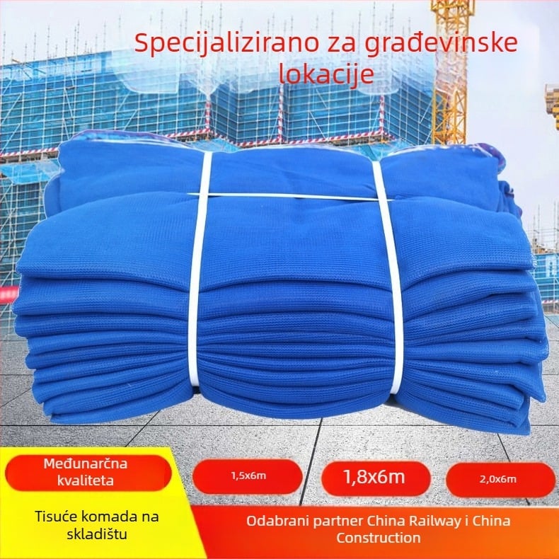 Građevinska zaštitna mreža za skelu — vatrootporna, protiv prašine, protiv padova, mogućnost prilagodbe