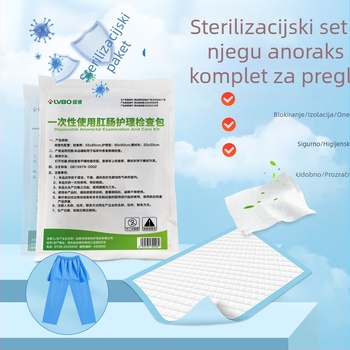 Jednokratni set za njegu hlača kod kolonoskopije – u stilu pregače, netkani materijal, 50 g, set od 3 komada, za bolničku upotrebu (u stilu pregače; netkani materijal; 50 g; set od 3 komada; za bolničku upotrebu)