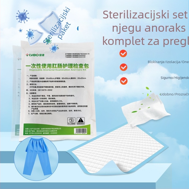Jednokratni set za njegu hlača kod kolonoskopije – u stilu pregače, netkani materijal, 50 g, set od 3 komada, za bolničku upotrebu (u stilu pregače; netkani materijal; 50 g; set od 3 komada; za bolničku upotrebu)