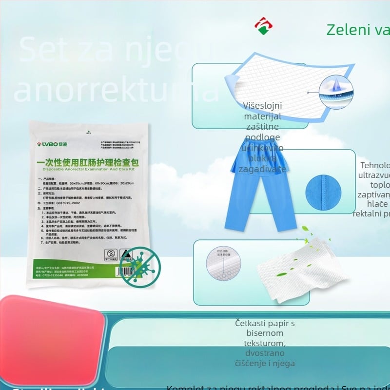 Jednokratni set za njegu hlača kod kolonoskopije – u stilu pregače, netkani materijal, 50 g, set od 3 komada, za bolničku upotrebu (u stilu pregače; netkani materijal; 50 g; set od 3 komada; za bolničku upotrebu)