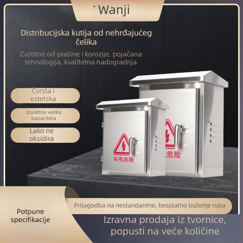 Vanjska kutija za distribuciju od nehrđajućeg čelika, zidna montaža, serija Foundation box, kućište: hladno valjana ploča, debljina ploče 1.0 mm