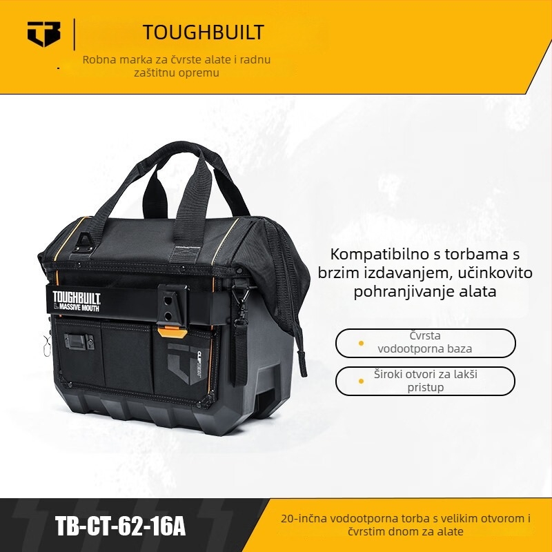 Toughbuilt plastična kutija za alate za stolariju i električne popravke – vodootporna s čvrstim dnom, velik kapacitet