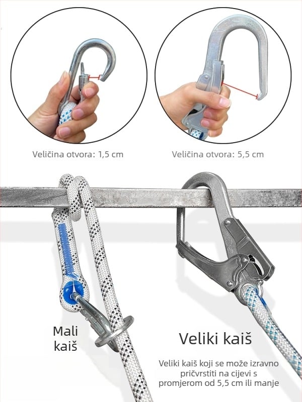 Sigurnosni pojas za rad na visini – cjeloviti pettočkov dizajn, otporno zaštitno uže, veliki dvostruki karabiner, europskog stila užad