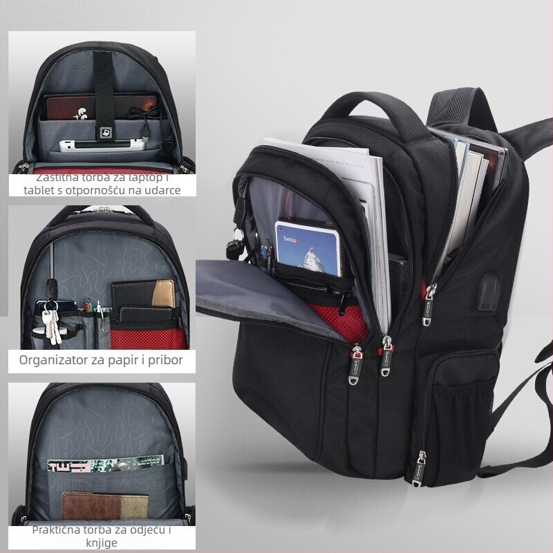Muški poslovni ruksak, 36-55L, poliester, vodootporan, anti-theft, Air-Cushion trake