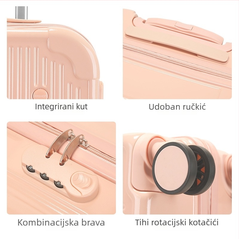 Putni kovčeg za ručnu prtljagu, lagan, tvrdī ABS+PC kućište, univerzalni kotačići, zatvaranje zatvaračima, 2,5 kg, protiv krađe, Punami