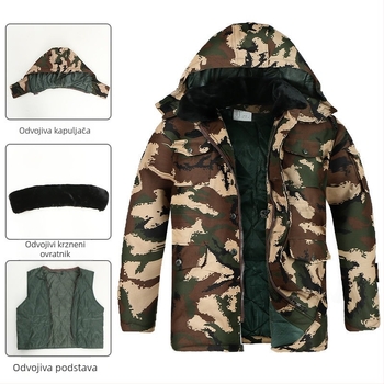 Odvojivi pamučni kaput za zimu, vanjska radna odjeća – ekstra debeli, otporan na vjetar, kamuflažni najlonski materijal