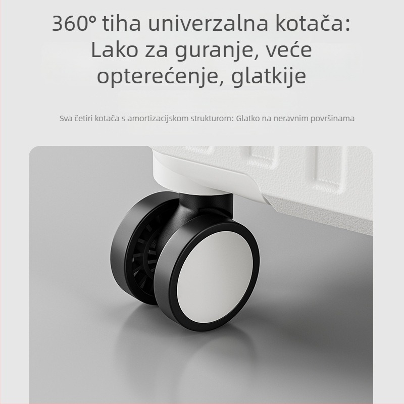 Kufor za putovanje velikog kapaciteta, unisex, tiši 360° univerzalni kotači, zatvaranje na zatvarač, PC materijal, suho/mokro odjeljak, kombinacijska brava