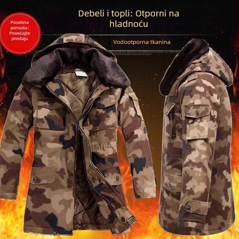 Maskirna pamučna jakna s punilom, srednje duljine, otporna na habanje, vojno-taktička