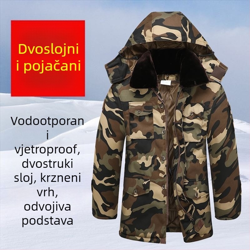 Maskirna pamučna jakna s punilom, srednje duljine, otporna na habanje, vojno-taktička