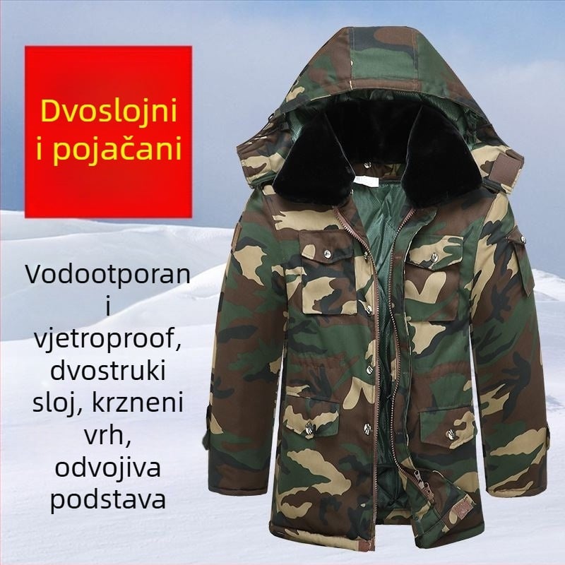 Maskirna pamučna jakna s punilom, srednje duljine, otporna na habanje, vojno-taktička