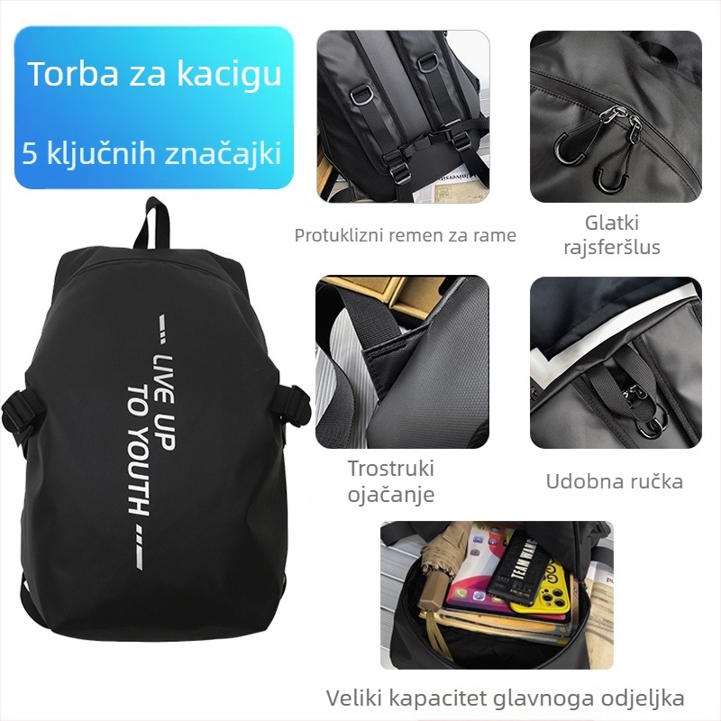 Ruksak za motocikle s pretincem za kacigu, prozračan i otporan na krađu, kapacitet 20–35 L, Oxford tkanina, naramenice s zračnim jastukom, pretinac za 15-inčni laptop, uzorak s slovima