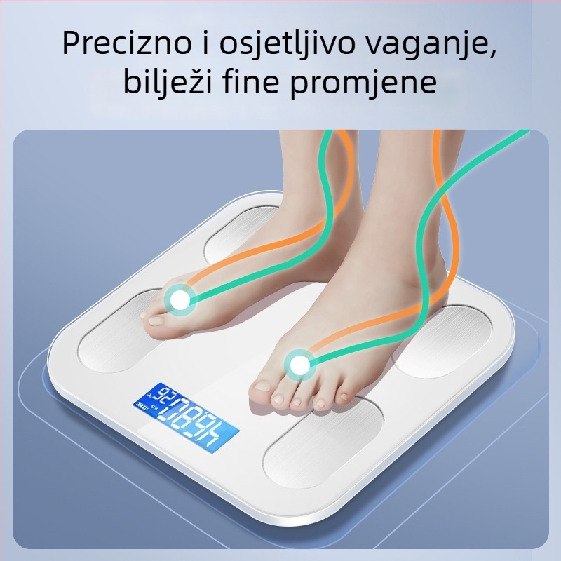 Elektronička vaga za postotak tjelesne masnoće i težinu, precizna, pametna, punjiva, kućna vaga