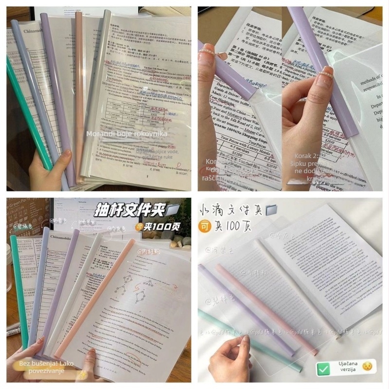 Prozirni dokumentni folder s kapljastim oblikom, klipom za vuču štapa, ojačanog dizajna, velikog kapaciteta