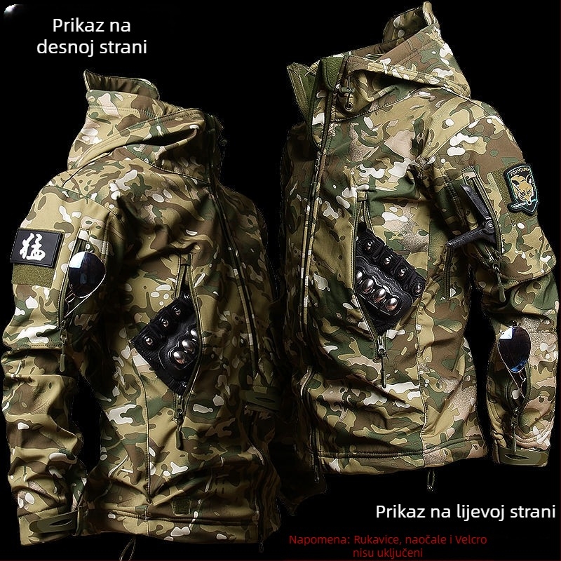 Taktički kamuflažni komplet s kapuljačom: vodootporan i otporan na habanje, corduroy tkanina s glavnim lanenim materijalom, za muškarce